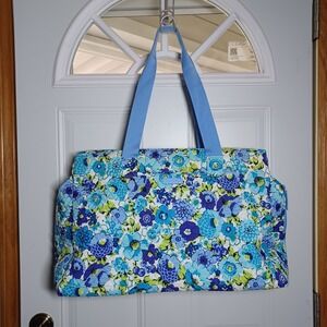 Vera Bradley Blueberry Blooms Triple Compartment Travel Bag Tote Weekend Getaway